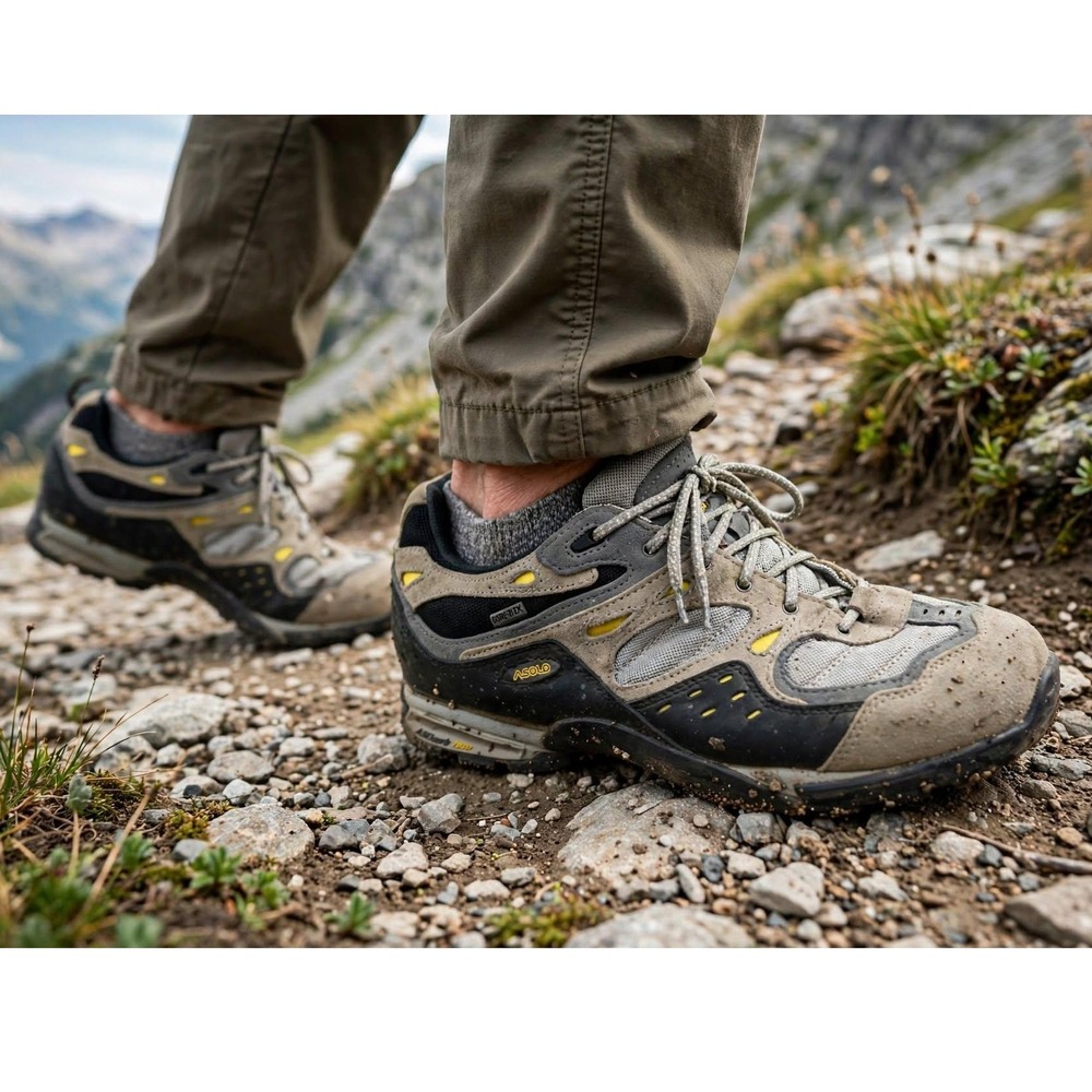 Asolo Contour GTX Low Top Hiking Shoes Mens 11 Gray Black Yellow GORE-TEX